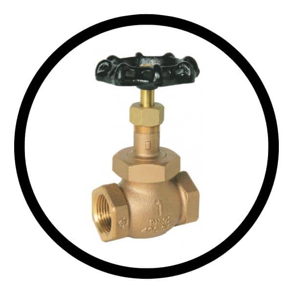 A brass globe valve featuring a black handle, designed for efficient flow control in plumbing systems.