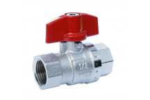 1/2\" PB500TPT Chrome Plated Brass Ball Valve with Red T-Handle PN25 FxF