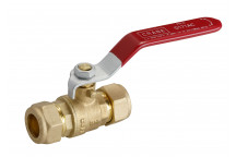 15mm D171AC Compression DZR Brass Ball Valve Red Lever PN16