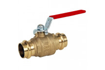 15mm ART55PRS DZR Brass Ball Valve Red Lever Pressfit Ends PN24