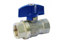 1/2\" PB550TPT DZR Brass Ball Valve with Blue T-Handle PN25 FxF