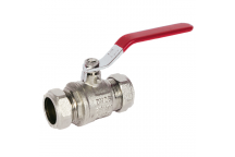 54mm ART89 Brass Ball Valve Red Lever CxC Ends PN25