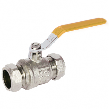 42mm ART89 Brass Ball Valve Yellow Lever CxC Ends PN25