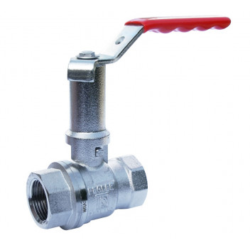 50mm PB500EL Chrome Plated Brass Ball Valve Red Lever Extended PN25 FxF