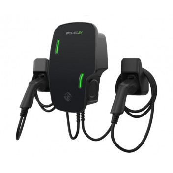 Zura Smart EV Charger - 2 x up to 7.4kW Type 2 10m Tethered - Black