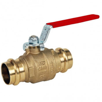 42mm ART55PRS DZR Brass Ball Valve Pressfit Ends Red Lever