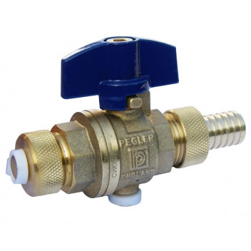 20mm PB60 Hose Union DZR Brass Ball Drain Valve with Blue T-handle PN10