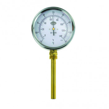 100mm Dial Thermometer -20 to 60 Deg Bottom Entry & 100mm Pocket - 32/644/0