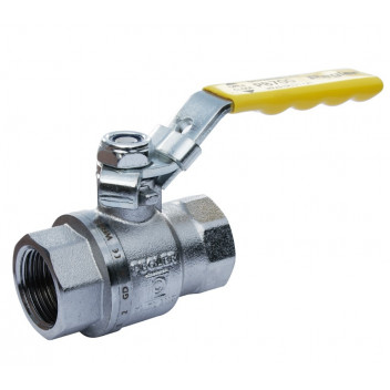 50mm PB700 Chrome Plated Brass Ball Valve Yellow Lever PN40 FxF