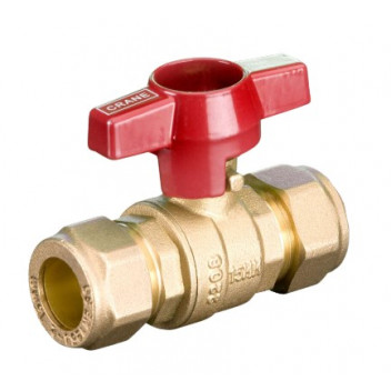 28mm D171ACTH Compression DZR Brass Ball Valve Red T Handle PN16