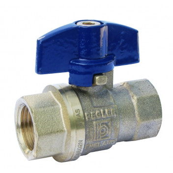 3/4\" PB550TPT DZR Brass Ball Valve with Blue T-Handle PN25 FxF