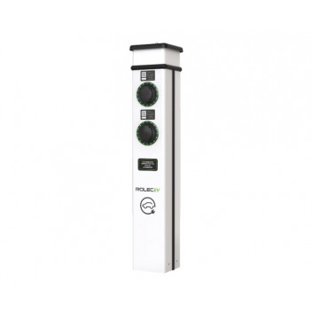 BasicCharge Smart EV Charging Pedestal - 2x up to 7.4kW Type 2 Sockets - White