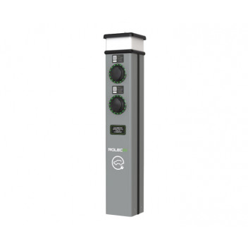 BasicCharge Smart EV Charging Pedestal - 2x up to 22kW 3PH Type 2 Sockets - Grey