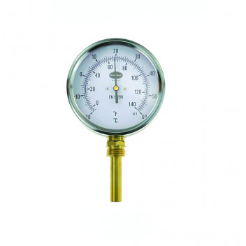 100mm Dial Thermometer -20 to 60 Deg Bottom Entry & 50mm Pocket - 32/624/0